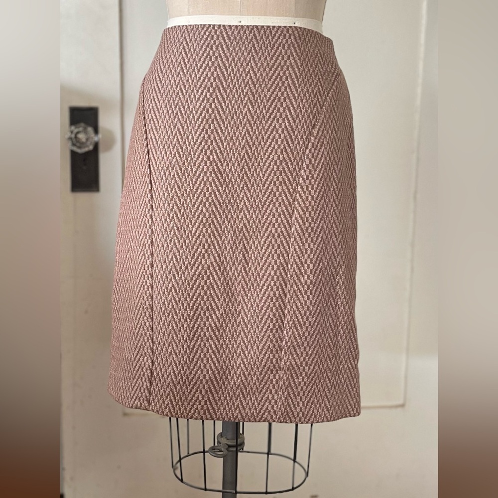 Anthropologie Maeve Brown / Pink Tweed Skirt - Size 6